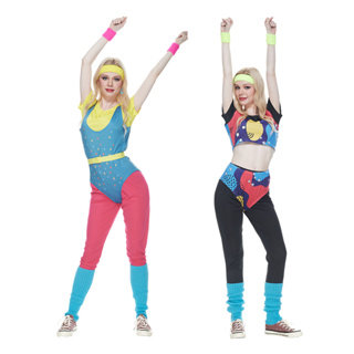 Adults 80s Costume Mens Ladies Shell Suit Aerobics Tracksuit Fancy Dress  Outfit
