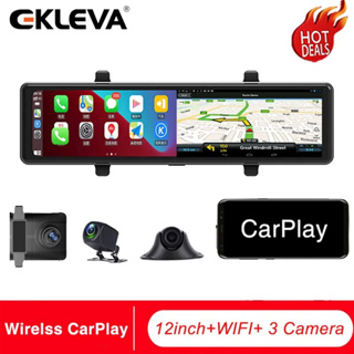 3 Cameras Dash Cam Carplay Android Auto 2.5K 2560*1440P Car Rearview Mirror  DVR