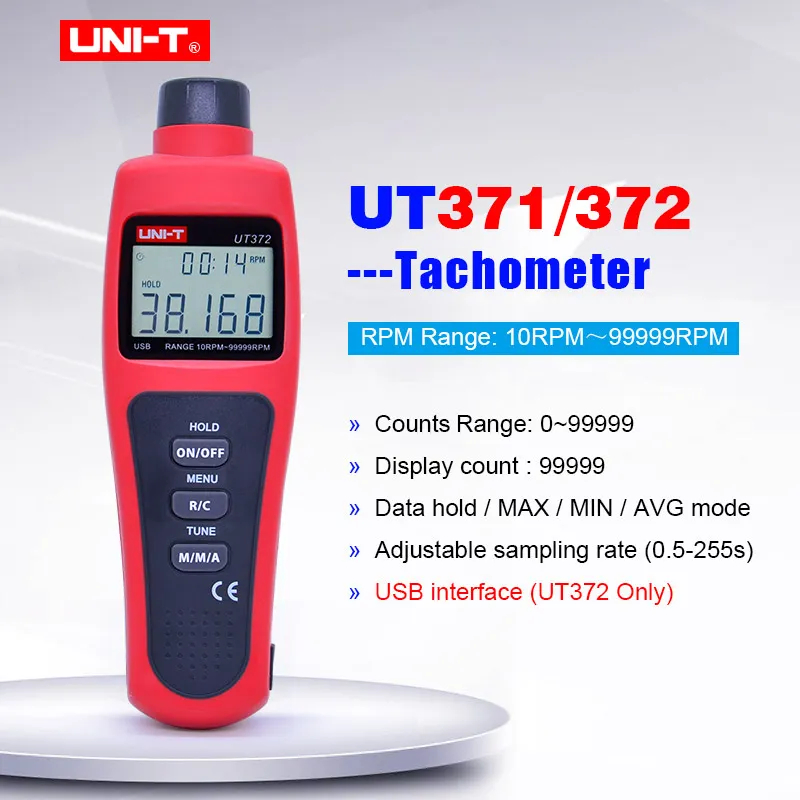 UNIT UT371 UT372 Non Contact Optical Digital Tacho Meter Tachometer 10