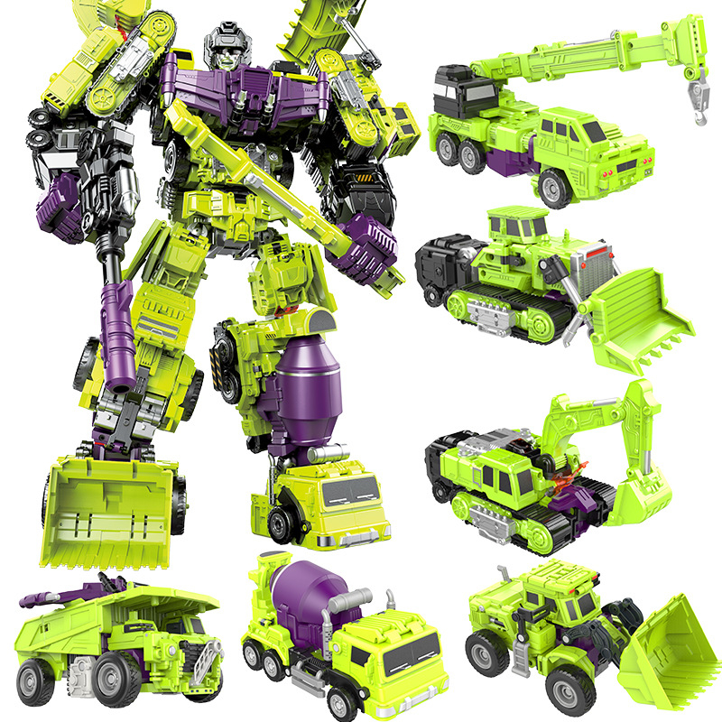 6 in 1 Transformation Robot Engineering Vehicle Action Figure DIY 2 In ...