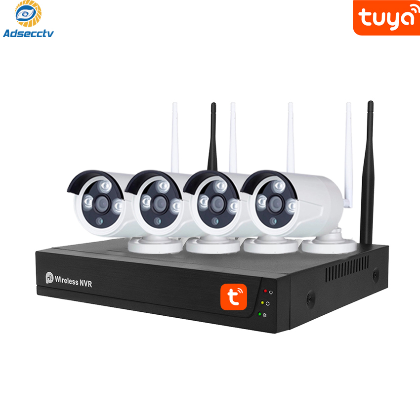 4CH Tuya Wireless NVR Kits CCTV Wi-Fi Security system Real Plug and ...