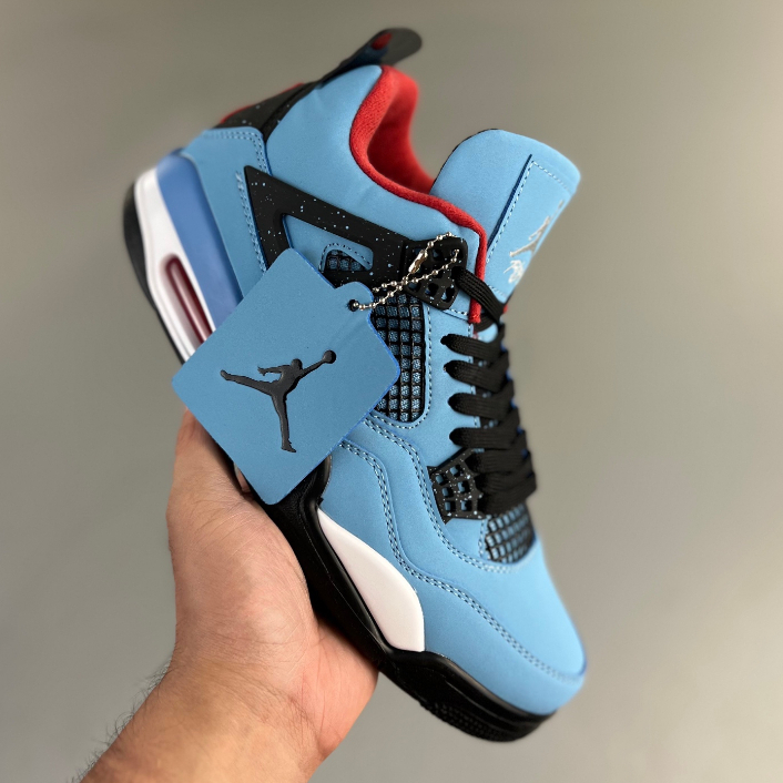 Travis Scott x AJ4 Retro Blue Suede Men Women Sports Casual