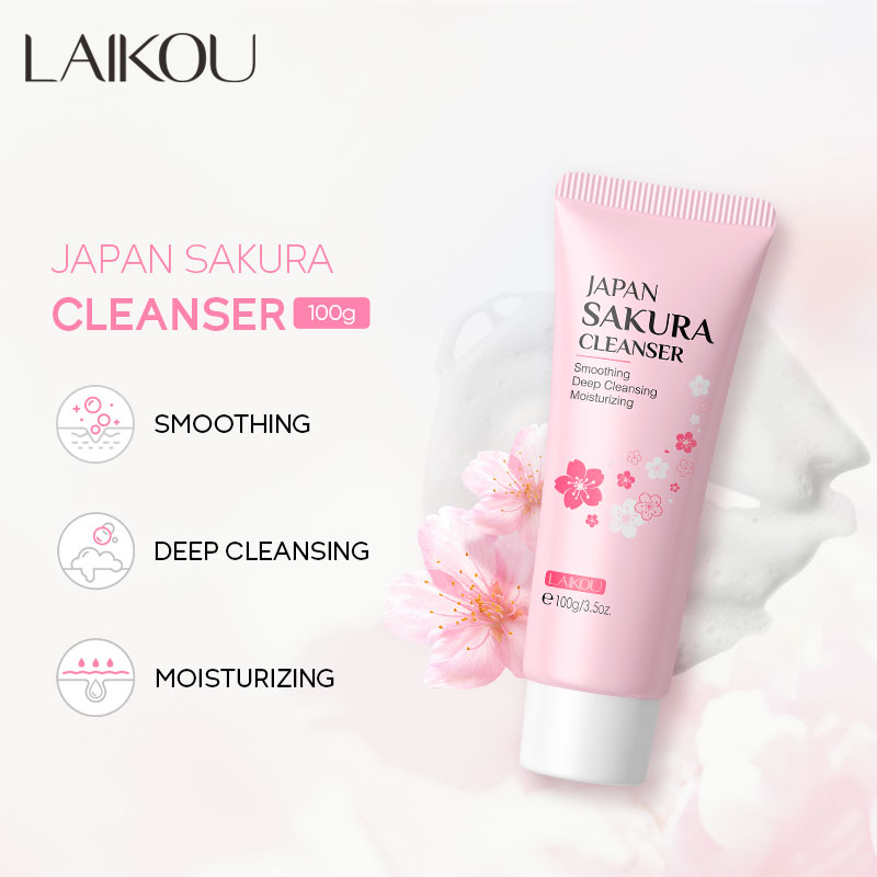 LAIKOU Japan Sakura Facial Cleanser Cherry Blossom Face Wash Oil
