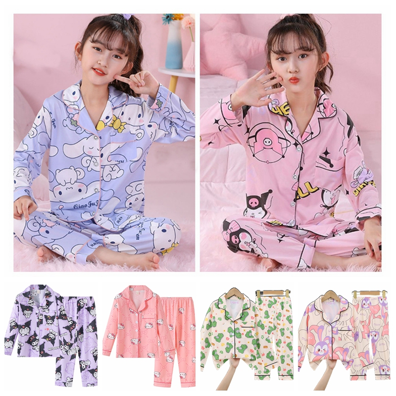 Kids Pajamas Kawaii Long Sleeve Pijamas Sanrio Kuromi Melody ...