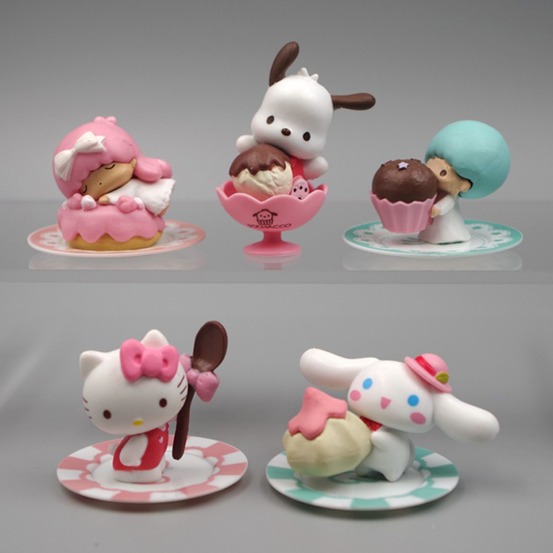 5Pcs/Set 3-5cm Sanrio Cartoon Anime Hello Kitty Cinnamoroll Pochacco ...