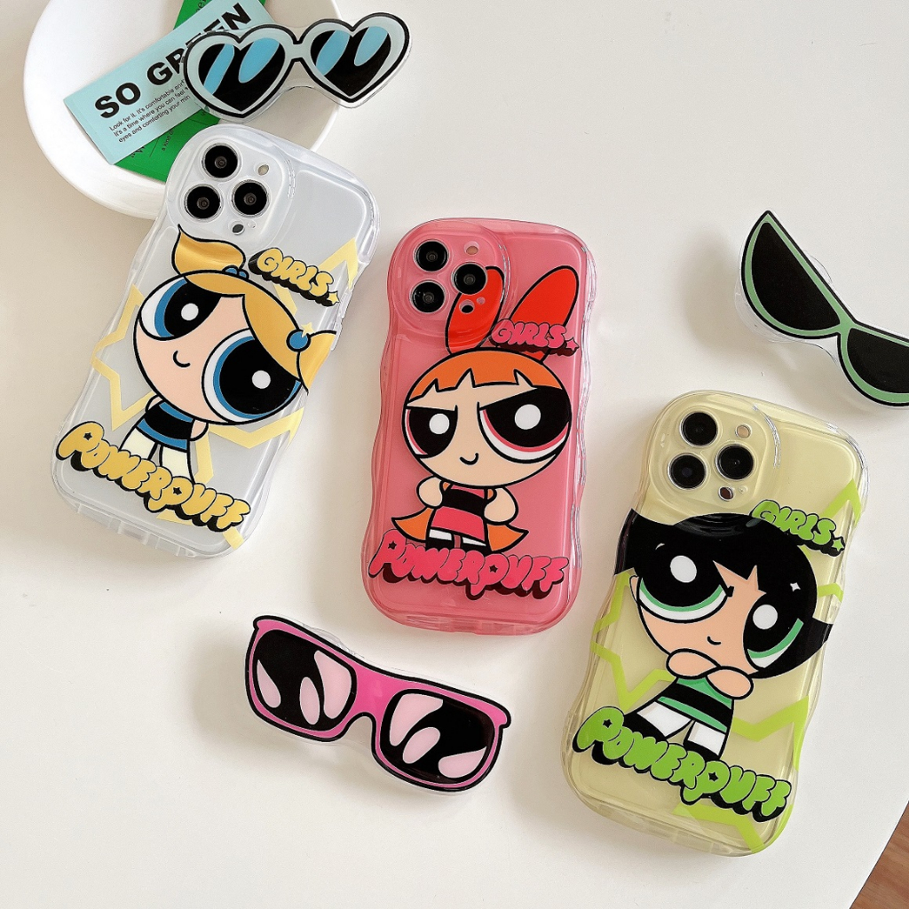 Cute Powerpuff Girls Phone Cover with Glass Holder,For iPhone 14Promax ...