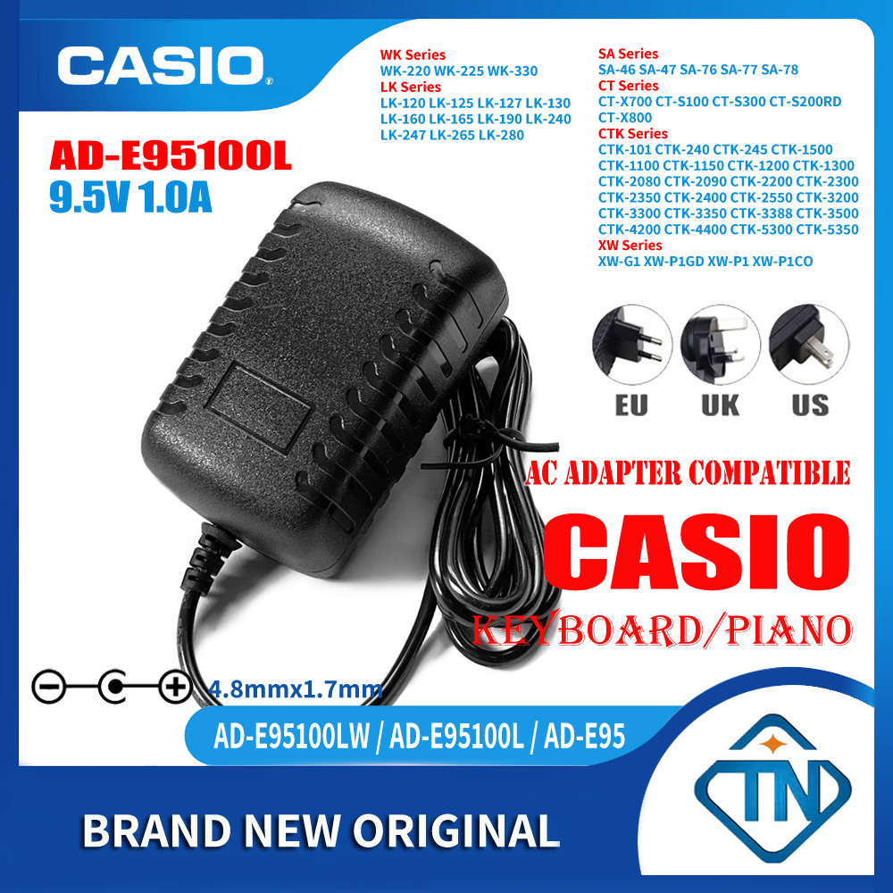 9.5V 1A AD E95100LW Power Supply Adapter for Casio CTK 2090 CTK 2200 CTK 2300 CTK 2350 CTK 2400 Keyboard Electronic Piano Wall Charger Shopee Singapore
