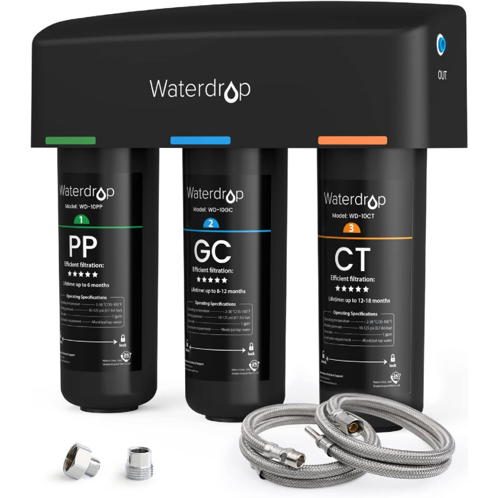 Waterdrop TSA 3Stage Under Sink Water Filter System, Under Sink Water