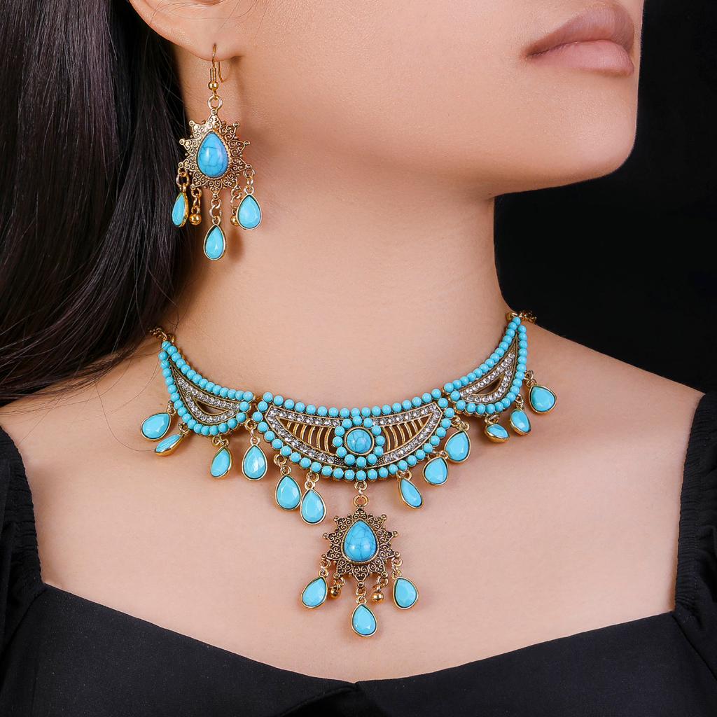 Turquoise costume jewelry on sale sets