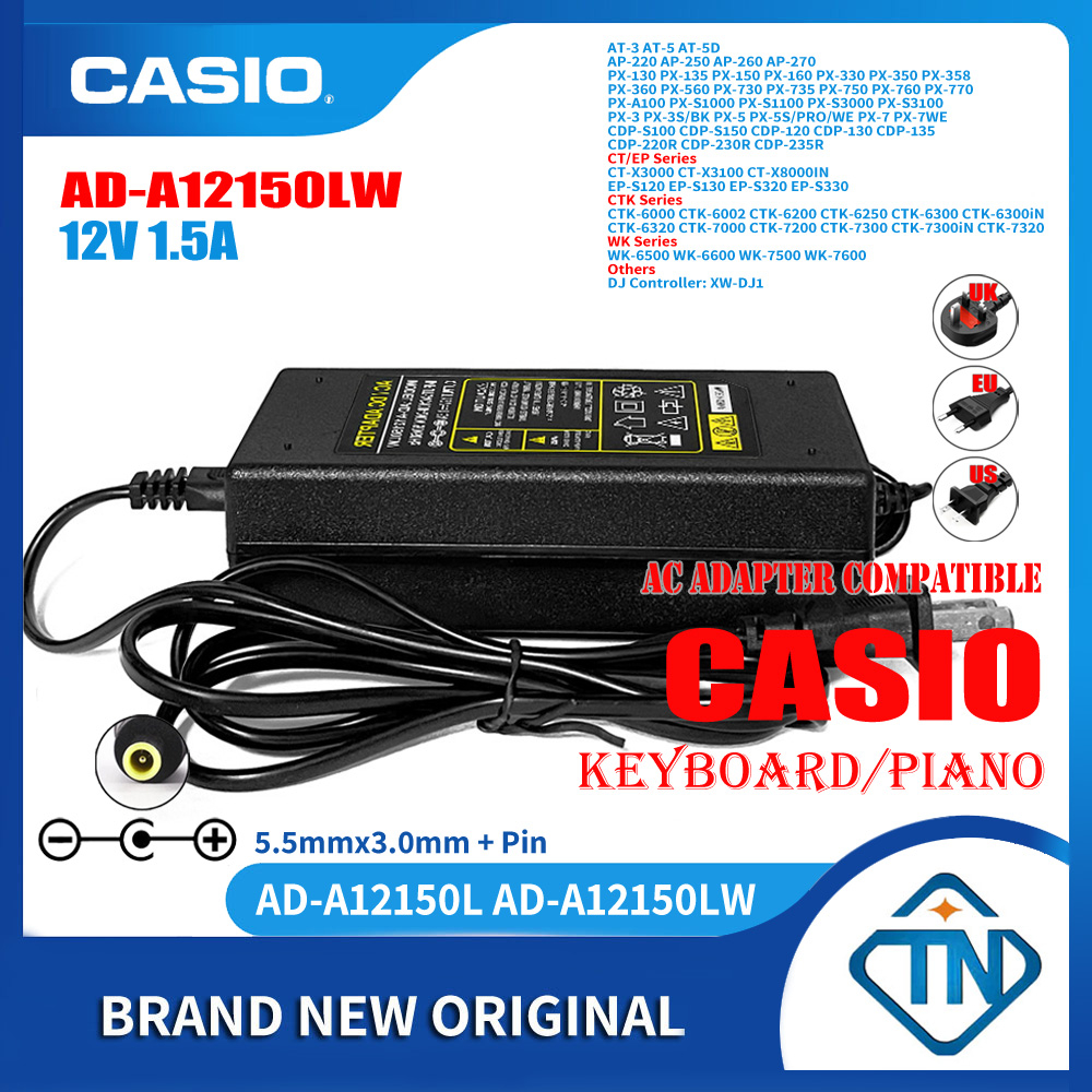 12V 1.5A AC/DC Adapter AD-A12150LW for Casio PX-560 PX-560M PX-730 BK ...