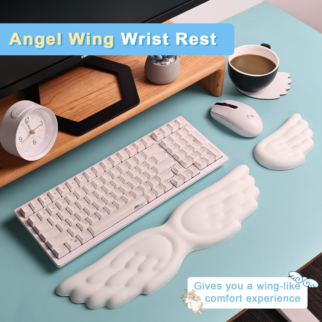 Angel Wing Cloud Keyboard Wrist Rest, Soft Leather Ergonomic Memory