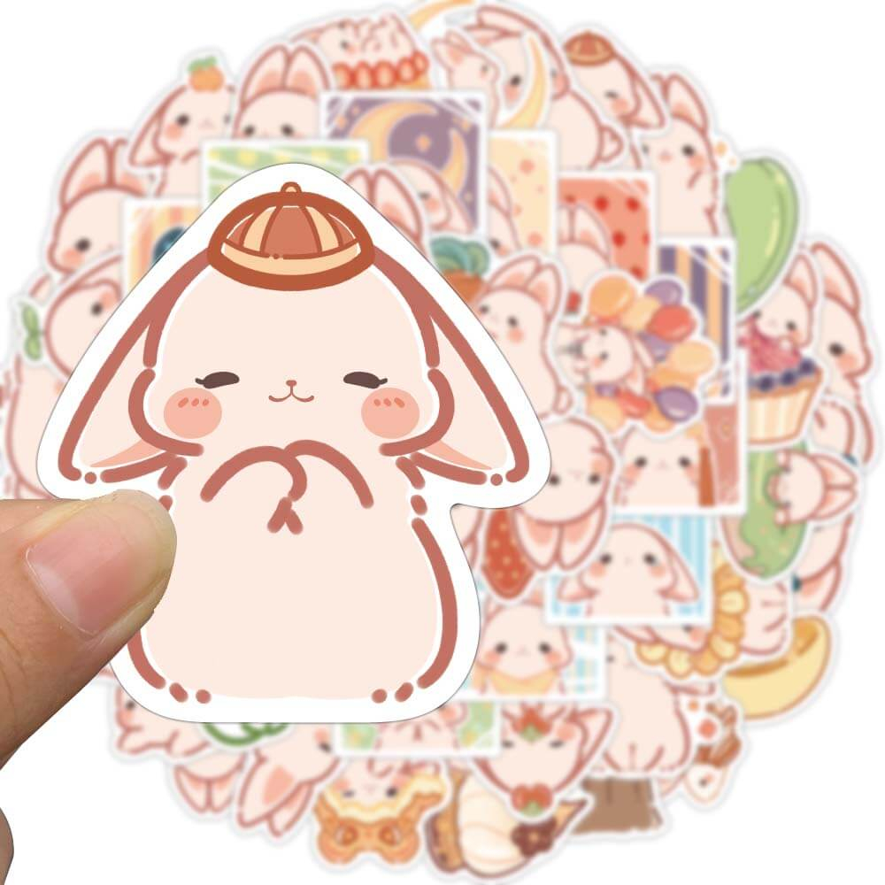 [Large stickers]50Pcs Cute Cheese Rabbit Stickers for Laptop Luggage ...
