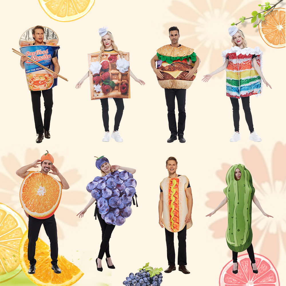 Fast Delivery Adult Funny Food Fruit Halloween Costume Men&Women Orange