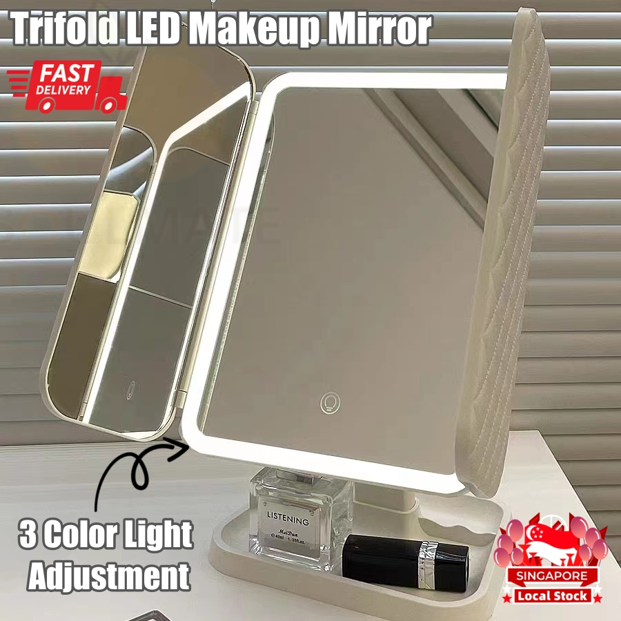 【SG Stock】Makeup Mirror 2023 New Touch 3 Tone Dimmable LED Makeup