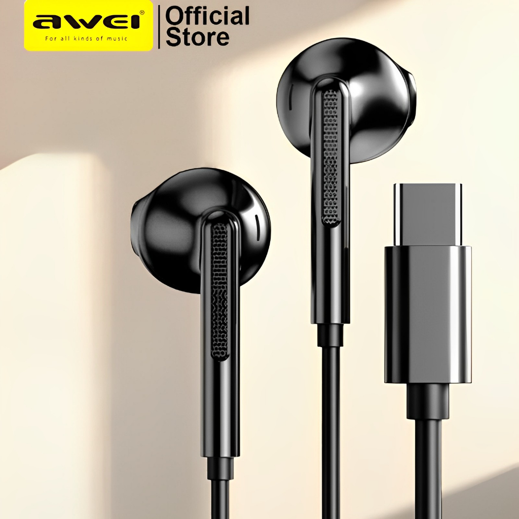 Awei PC-7T Wired Earpiece Type C Jack Original Stereo In-ear Earbuds ...
