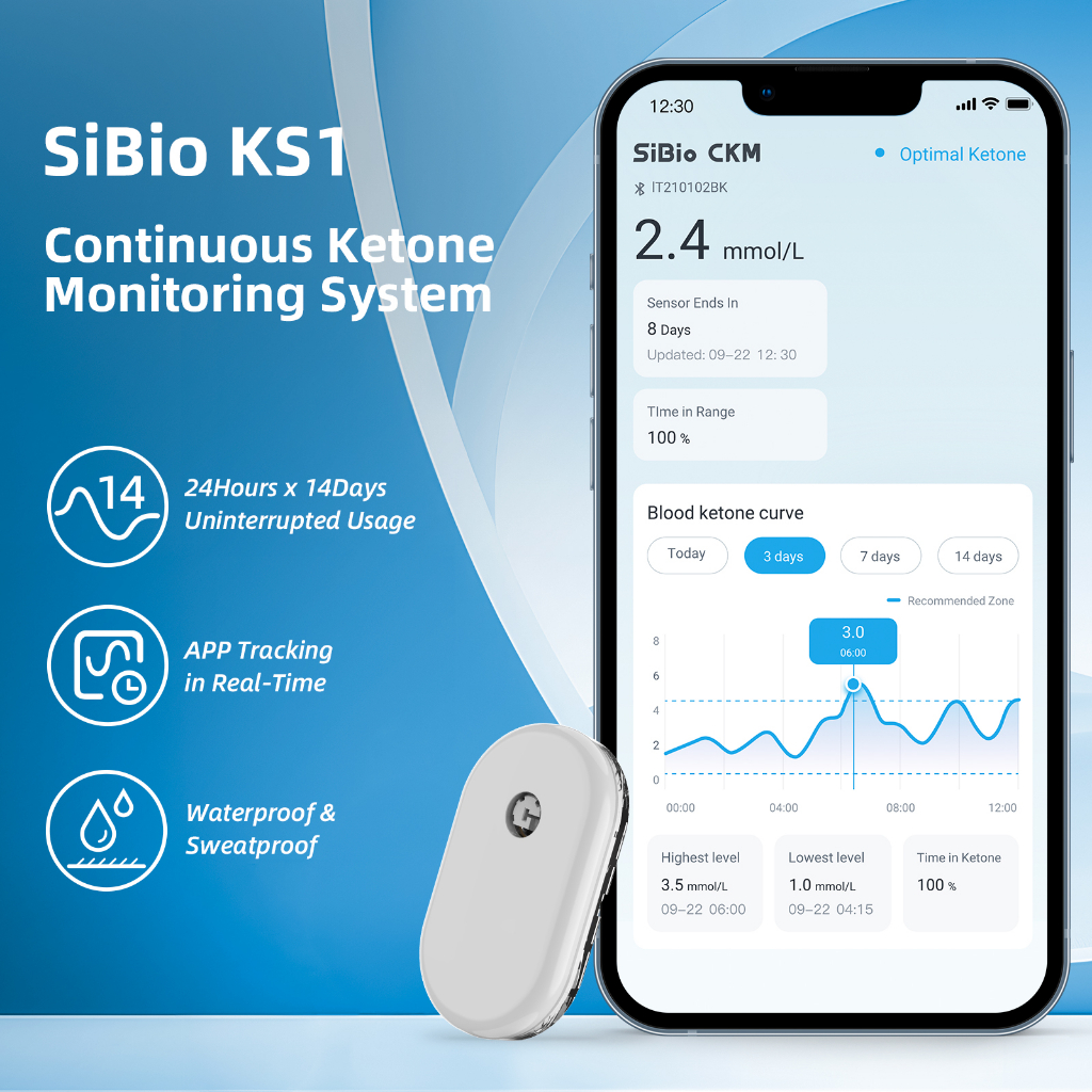 SiBio KS1 Continuous Ketone Monitoring System Ketone Sensor CKM 24 Hour