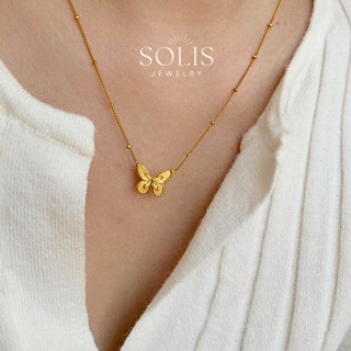 Gold necklace hot sale with butterfly