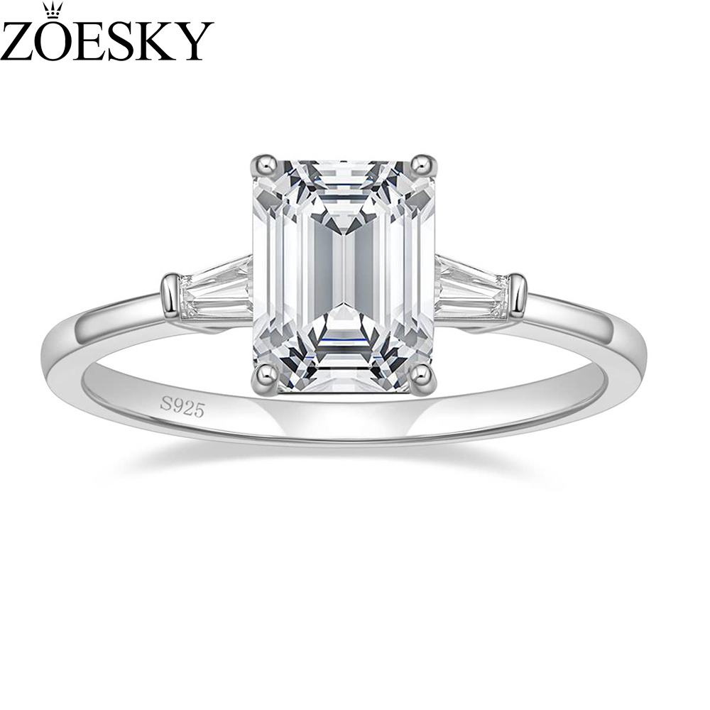 Cz sterling silver engagement on sale rings