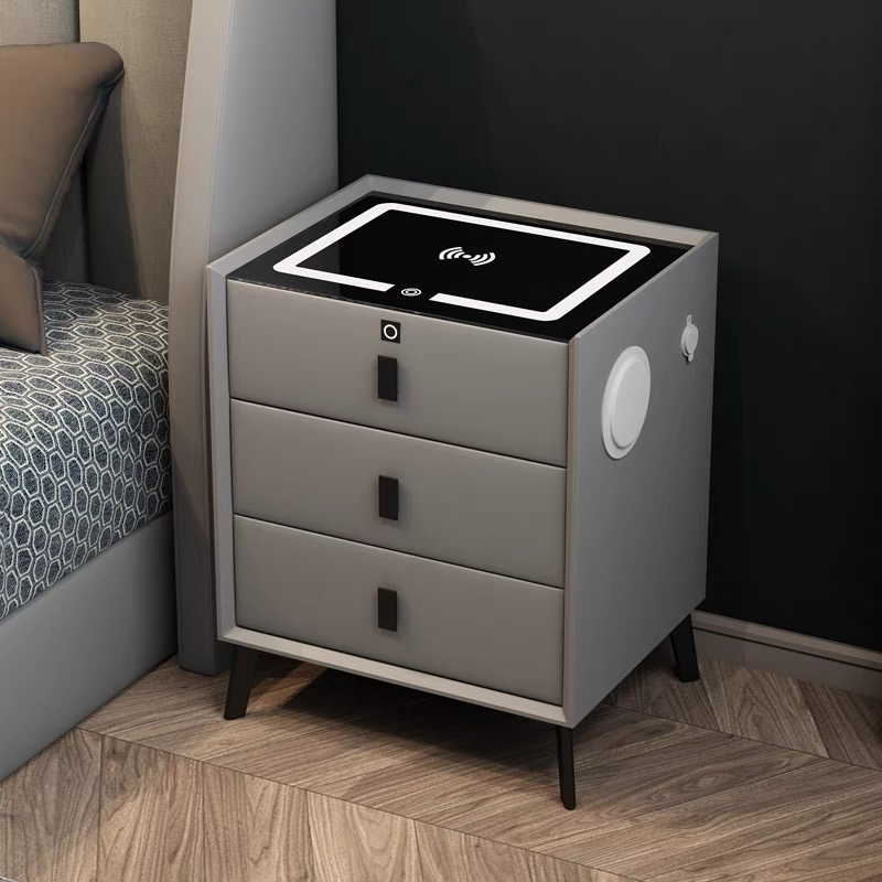 Smart Bedside Cabinet Solid Wood Drawer Multi -function Wireless ...