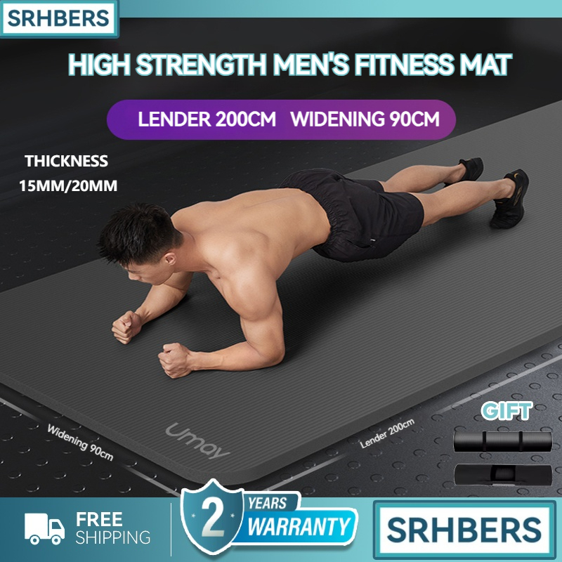 15MM/20MM Thick Yoga Mat Men's Fitness Mat Beginner Sports Exercise ...