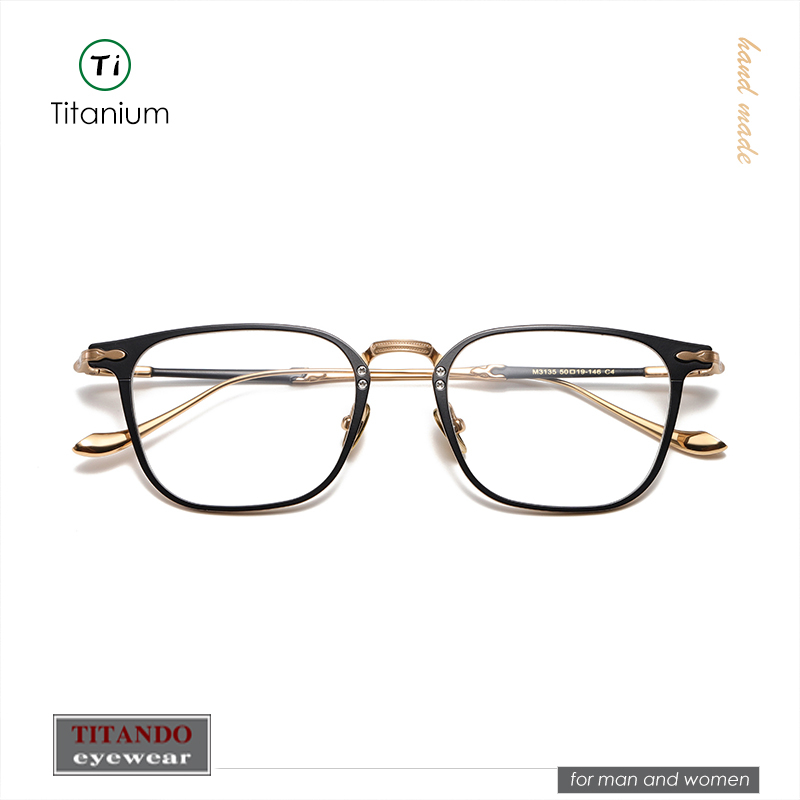 Japanese Retro Rectangular Pure Titanium Glasses Frame Titanium ...