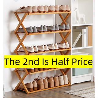 Bamboo Shoe Rack Installation Free Simple Folding Solid Wood Shoe Cabinet -  6 Layers