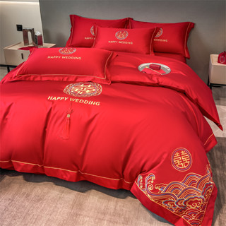 Chinese Wedding Marriage bedsheet set Red color bedsheet fitted