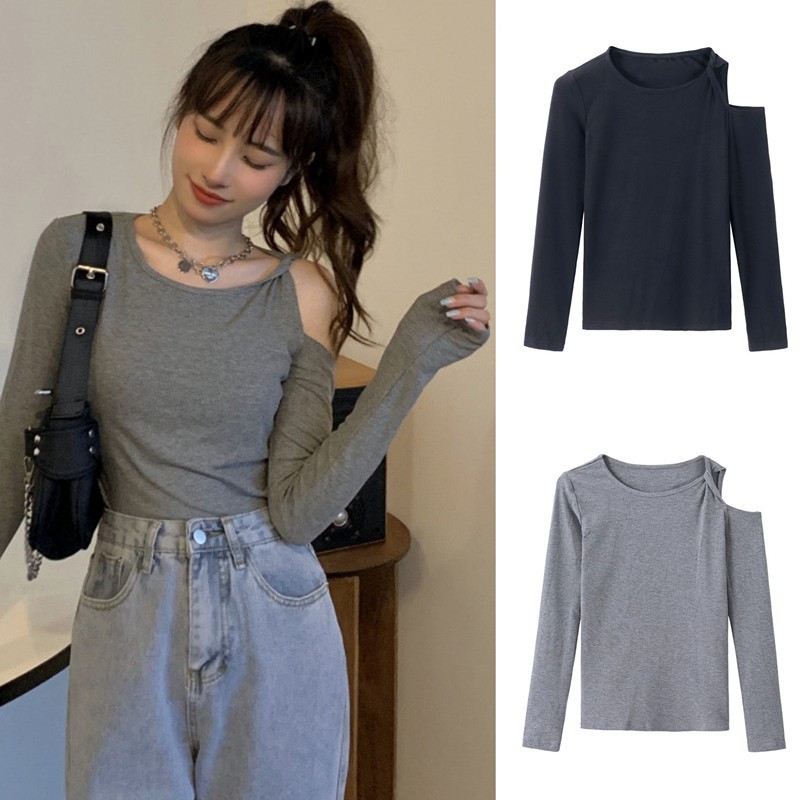 【X-stye】New Solid Color Design Style Sexy Off Shoulder Thread Slim Fit ...