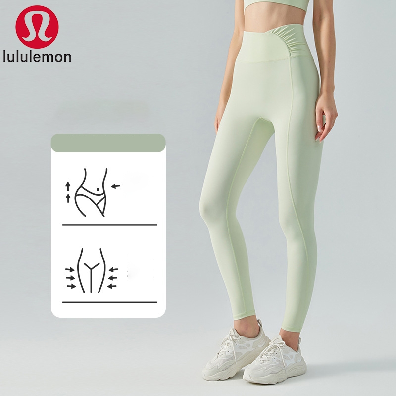 LuluLemon Single Side Pleated Yoga Pants High Waist and Hip Lifting Sports Running Fitness No Awkwardness Thread Tights Women s Lulu Yoga Suit Yoga Pants Factory Special Price Shopee Singapore