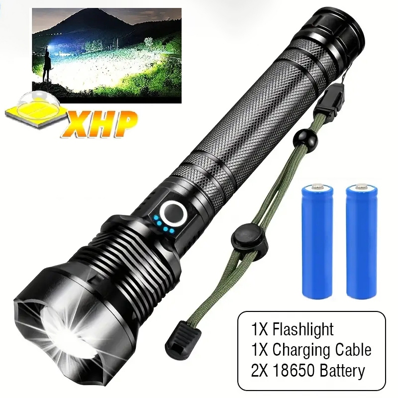 Torchlight Ultra Bright, XHP70 Tactical Flashlight Rechargeable With