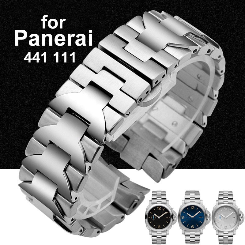 316L Stainless Steel Watch Strap for Panerai 441 111 Band Wristband 24mm High Quality Silver Black Curved End Watchband Shopee Singapore
