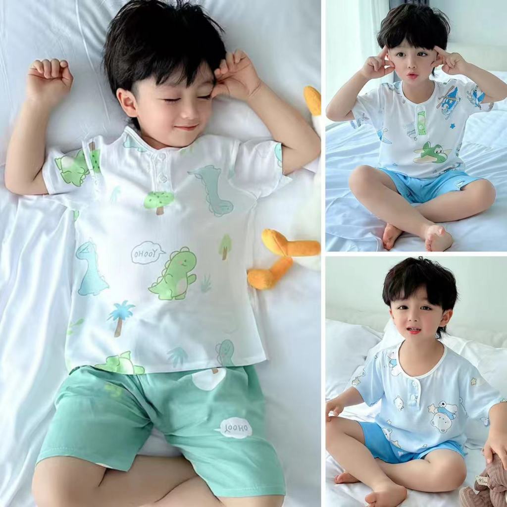 Children Cotton Pajamas Clothing Set For Boys Tops Short Pants