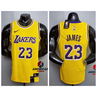 High Quality】2023-24 Men's New Original Los Angeles Lakers #23 LeBron James  Jersey Icon Edition Yellow Swingman Heat-pressed