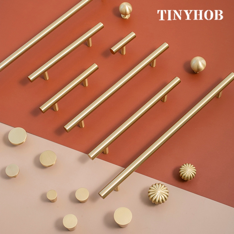 thumbnail image 2 of Gold Brass T-Bar Drawer Pulls – Cabinet Door Handles By MFYS – Multipack Available? 2 of 3
