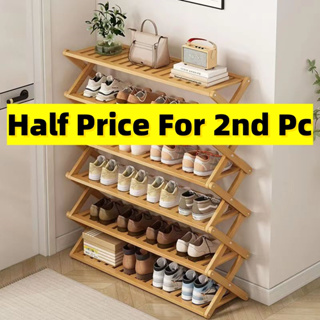 Bamboo Foldable Shoe Rack, Free Standing Shoe Organizer Storage Rack 2  tier, 2 tier - Dillons Food Stores