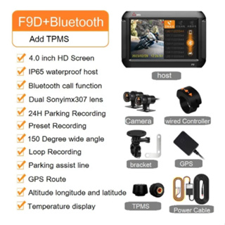 ZOMFOM Motorcycle Dash Cam, Full Waterproof Motorbike Camera 3'' LCD Front  and Rear FHD 1080P Waterproof Lens Wide Angle 150° with Wi-Fi, GPS, Wired