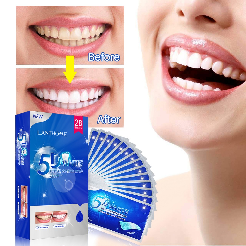 Lanthome Tooth Whitening Strips 5D Teeth Gel Whitening and Stain ...