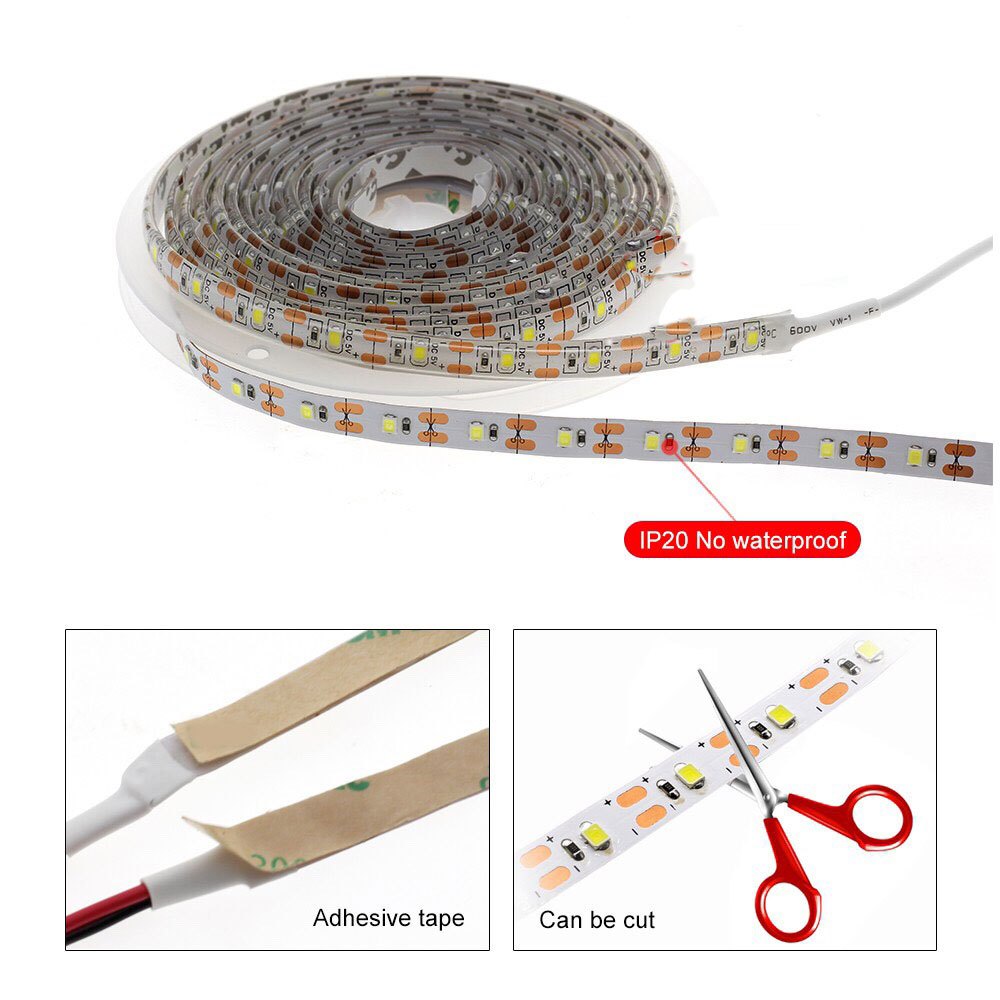 【Ready Stock】1m 3AA Battery Power LED strip light SMD3528 2835 Cold White Warm White LED Tape