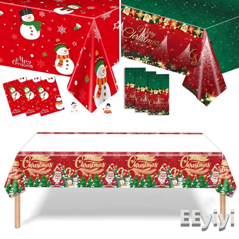 Disposable Christmas Tablecloth Table Cover Christmas Party Kitchen