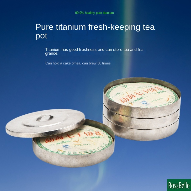 Bossbelle3020 Pure Titanium Tea Cart Pu'er Tea Cake Storage Tank Tea