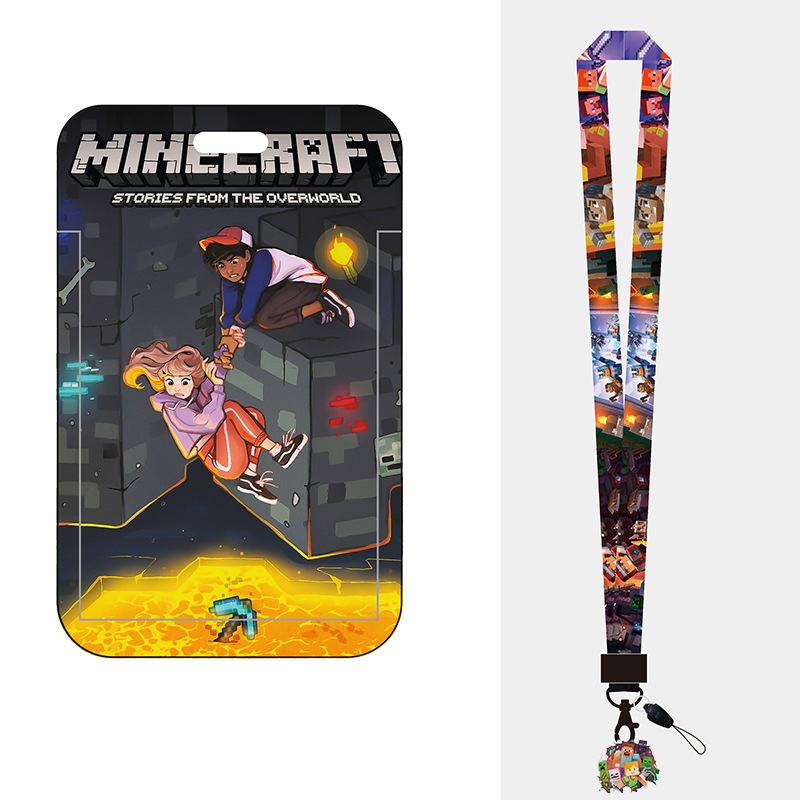 Minecraft Cartoon ID Card Holder Cute Key Holder Keychain Lanyard ...