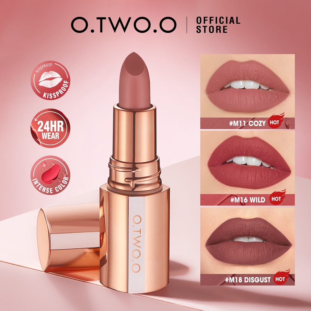 O Two O Matte Lipstick Kissproof Lip Gloss 24h Long Lasting 8 Colors