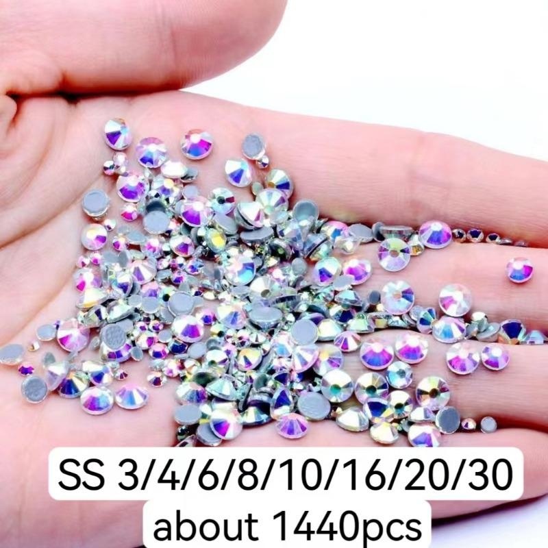 1440 Strass Con Retro Piatto, 1,5 – 1,7 Mm, Strass Per Nail Art, Decorazione Costume, Decorazione Per Festival, Blu A - Foto 10