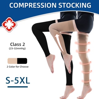 1Pair Thigh High Open Toe Medical Compression Socks Class 3