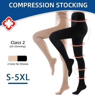 Compression Socks Breathable Elastic Nylon Black Skin Tone Open Toe Plus  Size Thigh High Varicose Veins Stockings