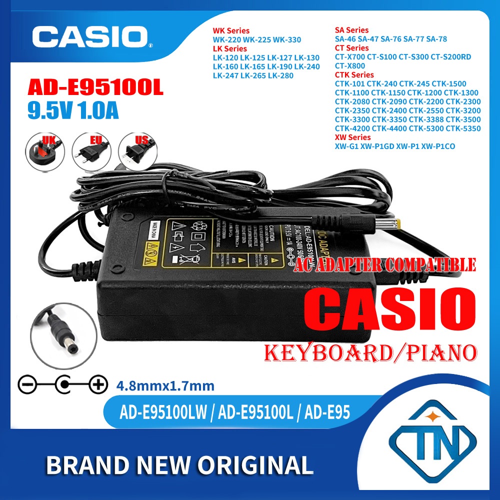 9.5V 1A AD E95 AD E95100L Power Supply Adapter for Casio CTK 1550 CTK 4200 CTK 4400 CTK 5300 CTK 5350 Keyboard Electronic Piano Desktop Charger Shopee Singapore