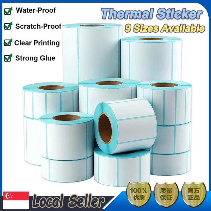 [SG Seller] Thermal Label Sticker Thermal Printer Label Paper Roll Multiple Sizes Waybill