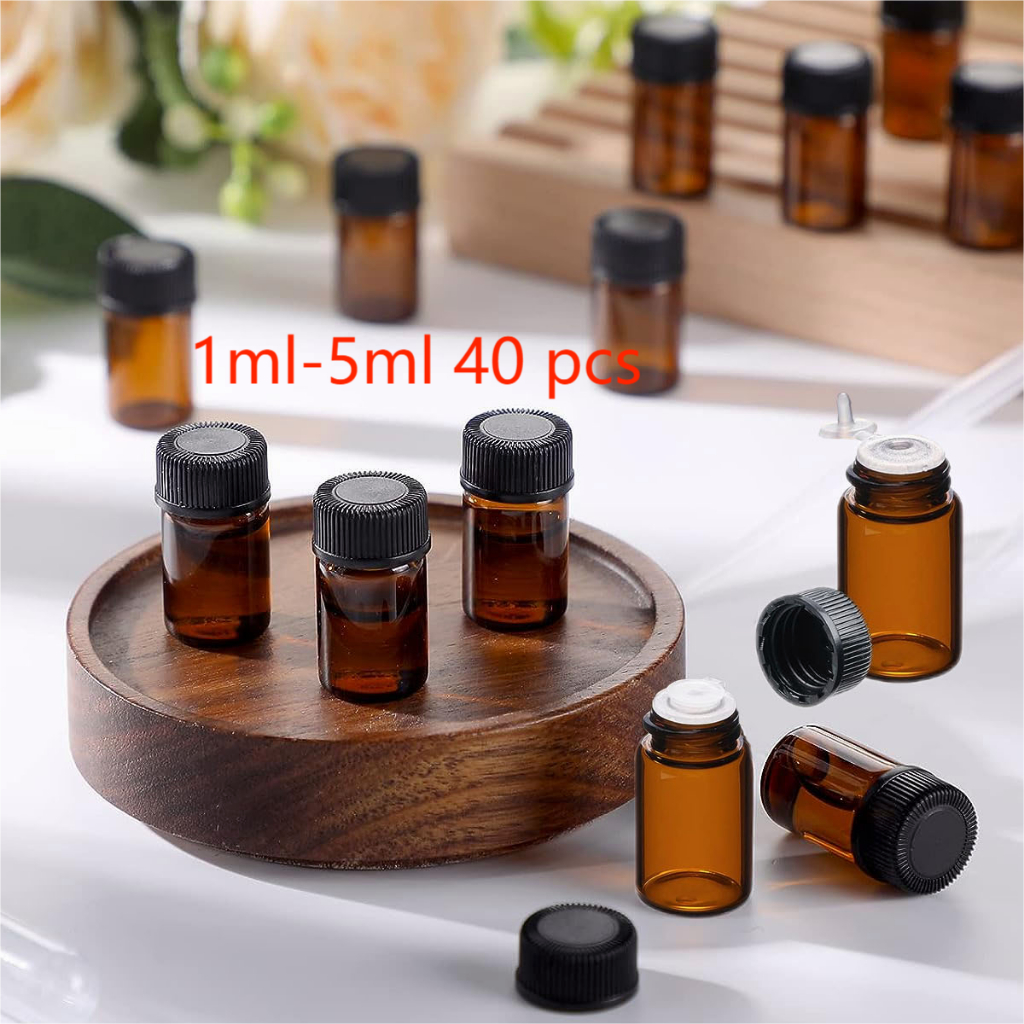 40 Pieces 1ml 2ml 3ml 5ml Amber Glass Sample Bottles Cosmetic Bottles