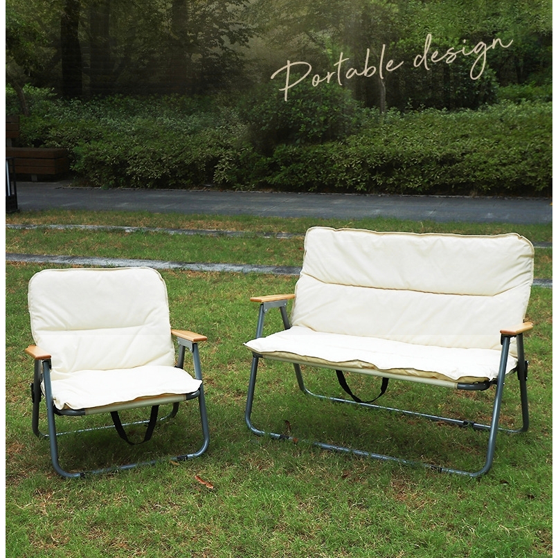 Fully Padded Camping Chair Folding Loveseat Camping Couch Double Duo