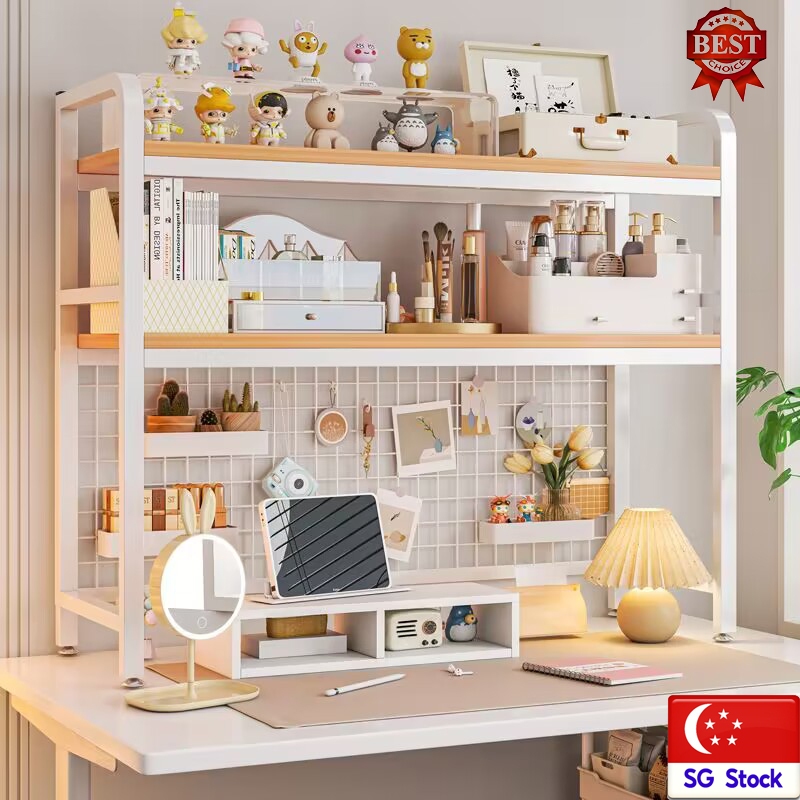 Desk Shelf Stand - 2 Tier Wrought Iron Desktop Storage Rack, Desk Desktop  Display Stand, Dormitory Simple Bookcase, Multifunctional Desktop Storage